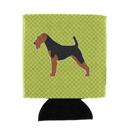 

Carolines Treasures BB3857CC Airedale Terrier Checkerboard Green Can or Bottle Hugger Can Hugger multicolor