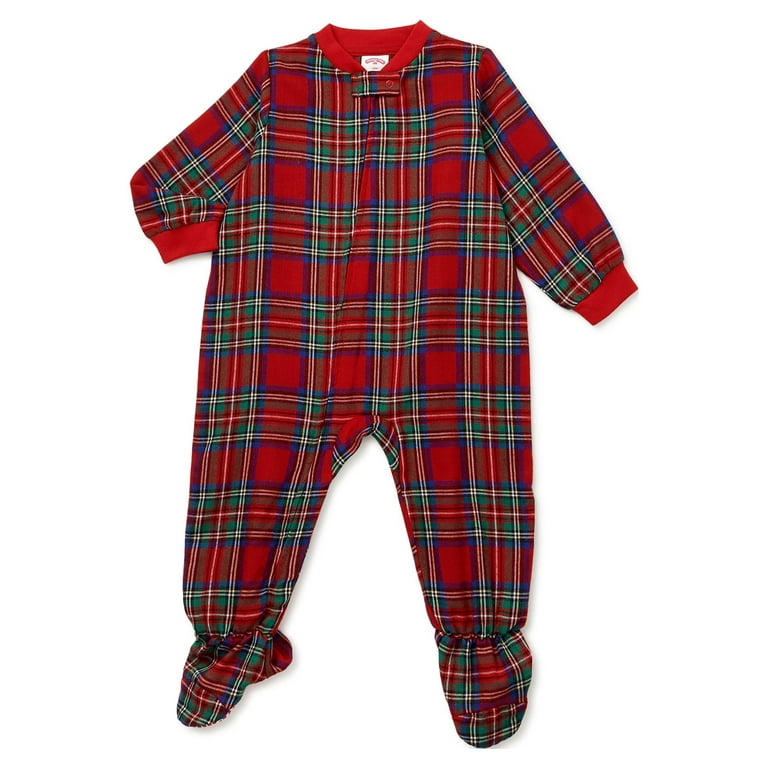 Holiday Time Infants Matching Family Red Flannel One Piece Pajamas