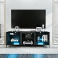 thumbnail image 2 of Fireplace TV Stand with LED Lights TV Console for TVs up to 70" Entertainment Center with Adjustable Glass Shelves Black, 2 of 11