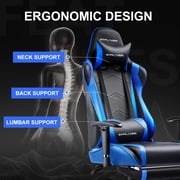 GTPLAYER Gaming Chair Office Chair PU Leather with Footrest&Adjustable Headrest,Blue