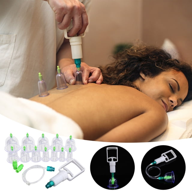 EARKITY Cupping Set, Massage Therapy Cups, 12 Vacuum Suction Cups with Pump Massager for Cellulite Reduction Back Neck Joint Pain Relief