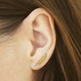 thumbnail image 3 of FB Jewels Leslie's 14K Yellow Gold w/Rhodium Polished Feather Ear Climber Earrings, 3 of 4
