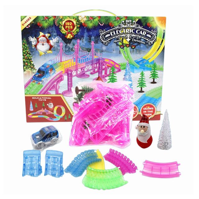 Juguete De Montaje De Coche De Riel De Navidad, Pista Luminosa, Coche, Juguete Educativo, Combinaciones, Juego, Vehículo, Rompecabezas, Coche De Carreras Yuarrent HA038872-00