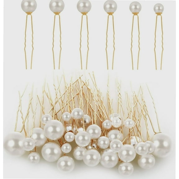 36Pcs Bridal Hair Pearls, Pearl Hair Pins Wedding Preals for Hair Pearl Bobby Pins Pearl Wedding Hair Pins for Women Girl(6 Sizes)