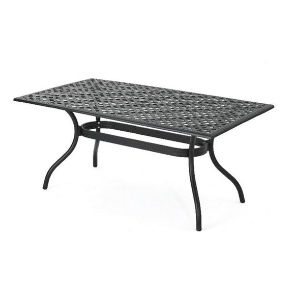 Cay Outdoor Dining Table- 67 Inch Rectangular- Lattice Black Aluminium
