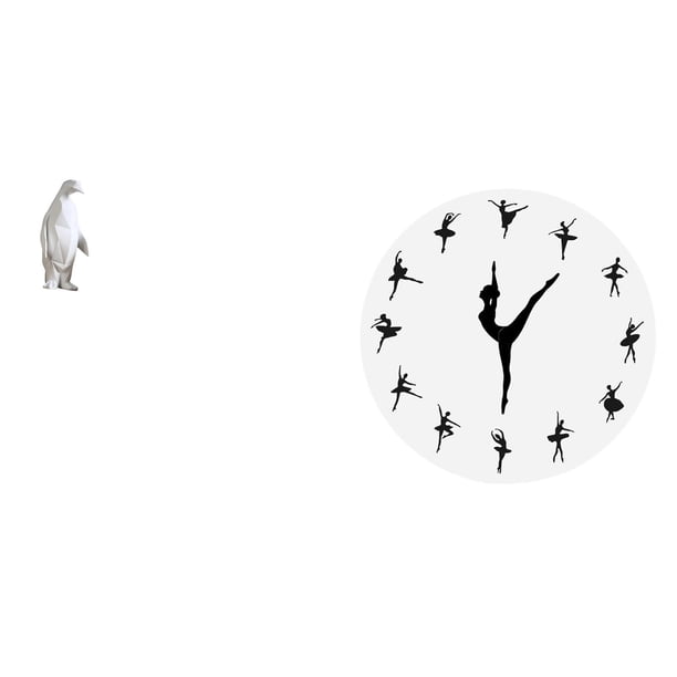 Escultura de pingüino,Escultura de pingüino para decoración nórdica del hogar,Reloj de pared,Reloj de pared con bailarina,reloj decorativo colgante.,Relojes de pared silenciosos Reloj