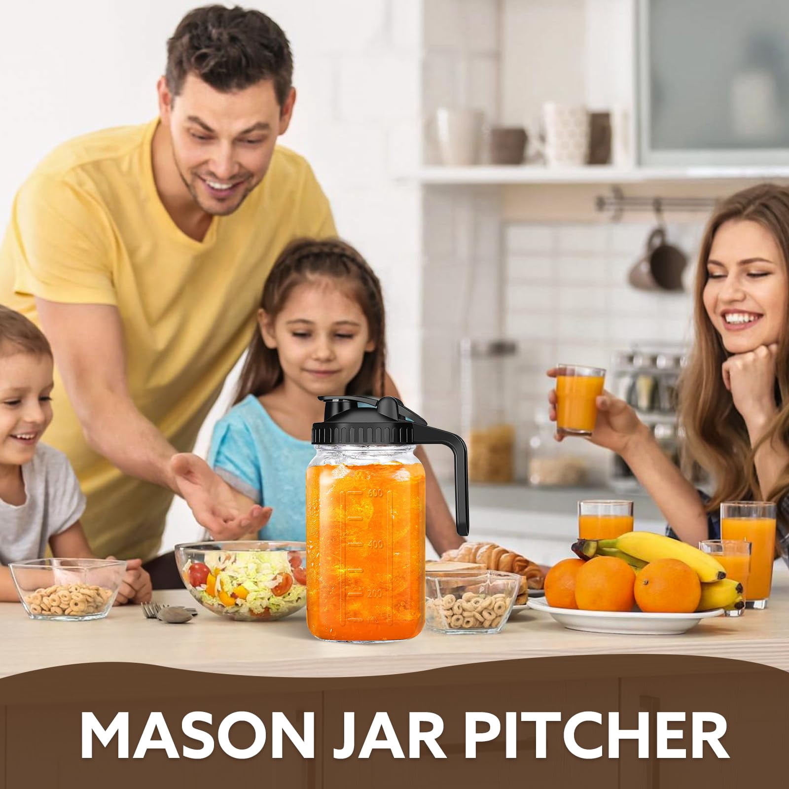 Breast Milk Pitcher  32 Oz Mason Jar With Lid Double Leak Proof 1 Quart Breastmilk Storage Containers For Fridge Glass Jug Sun Tea Juice Cold Brew Coffee