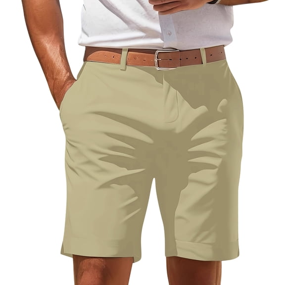 GrmtClth Men's Casual Flat Front Chino Shorts Breathable Straight Leg Golf Shorts Business Versatile Daily Wear with Pockets Fluorescence Yellow S