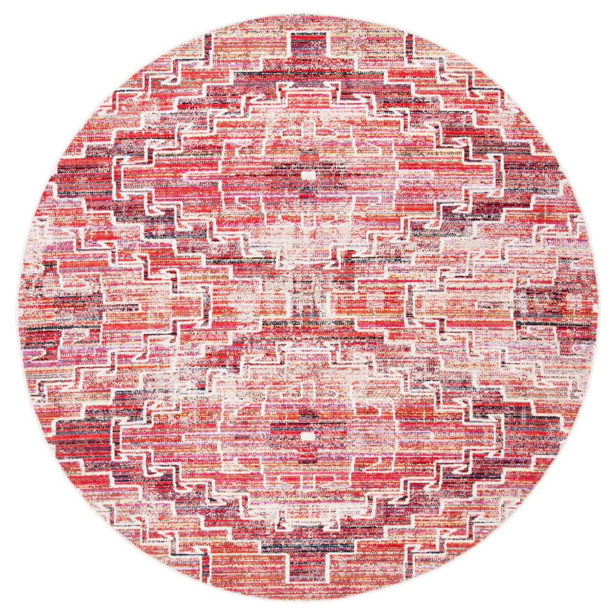 SAFAVIEH Montage Gladwyn Geometric Indoor/Outdoor Runner Rug, Rust/Ivory, 2' x 10'