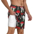 thumbnail image 3 of Picia Red Mushrooms pattern Mens Swim Trunks with Compression Liner Stretch Beach Shorts Quick Dry with Zipper Pockets No-Chafing Board Shorts-X-Large, 3 of 9