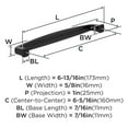 thumbnail image 3 of Amerock Franklin 6-5/16 inch Center-to-Center Matte Black Cabinet Pull, 10 Pack, 3 of 4