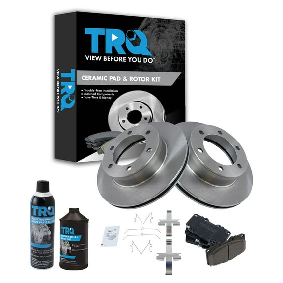 TRQ Brake Pad & Rotor Posi Ceramic Front & Kit w/Chemicals for 4Runner Tacoma BKA16081 Fits select: 1995-1998 TOYOTA TACOMA, 2001-2002 TOYOTA 4RUNNER