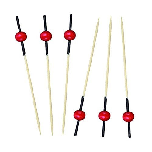 PacknWood PK209BBKITA Bamboo Pick With Red Bead, 2.7" Pack of 100