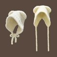 thumbnail image 3 of Cute  Ear Protection Y2k Warm Bear Ear Wool Hat Beanies Cap Winter Hat Knitted Bomber Cap WHITE, 3 of 7