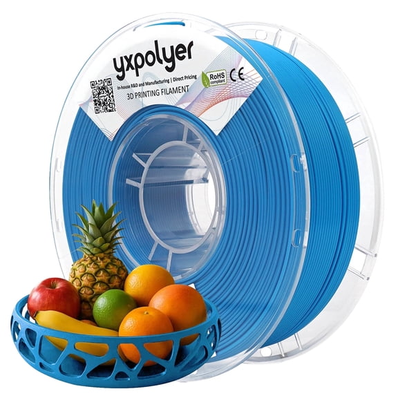YXPOLYER PLA Filament Food Grade 1.75mm 1kg for 3D Printing, PLA  Blue 3D Printer Filament AMS-Compatible