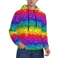 thumbnail image 2 of Pofeuu Bright Rainbow Print Mens Casual Hooded Collar Drawstring Hoodies Pullover Sweatshirts Casual Long Sleeve Shirts-3X-Large, 2 of 7