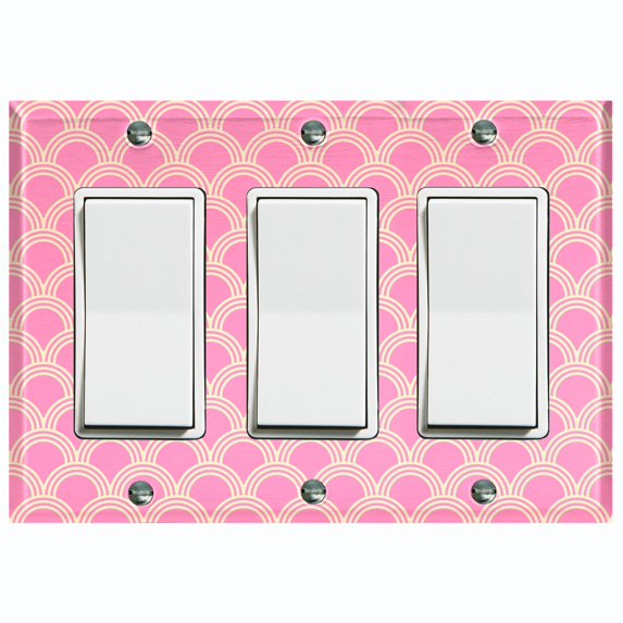 Metal Light Switch Plate Cover Japanese Sea Wave Pattern Pink Wallpaper WAL021