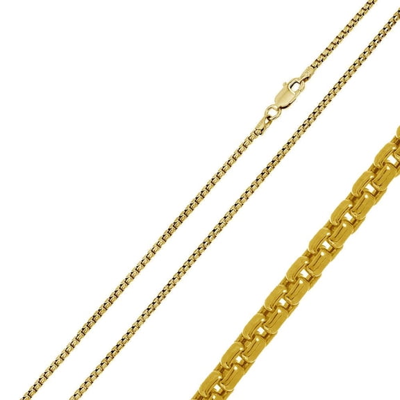 Sterling Silver 925 Gold Plated Round Box 035 Chain 1.7mm Made in Italy 22" Jewelry Female Unisex