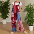 thumbnail image 5 of JULMCOMO 4th of July Jumpsuits for Women 1776 Plus Size Wide Leg Independence Day Rompers Stars Stripes Sleeveless American Flag Jumpsuits with Pockets Watermelon Red L, 5 of 7