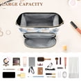 thumbnail image 3 of Wavy Quilted Cosmetic Bag Large-Capacity Travel Toiletry Organizer Includes 9-Piece Portable Travel Bottle Set Speeding Motorcycle Collage, 3 of 6