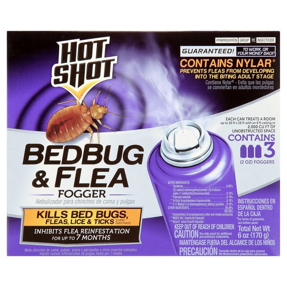 Hot Shot BedBug and Flea Fogger with Nylar, 2 Ounce Cans, 3 Count