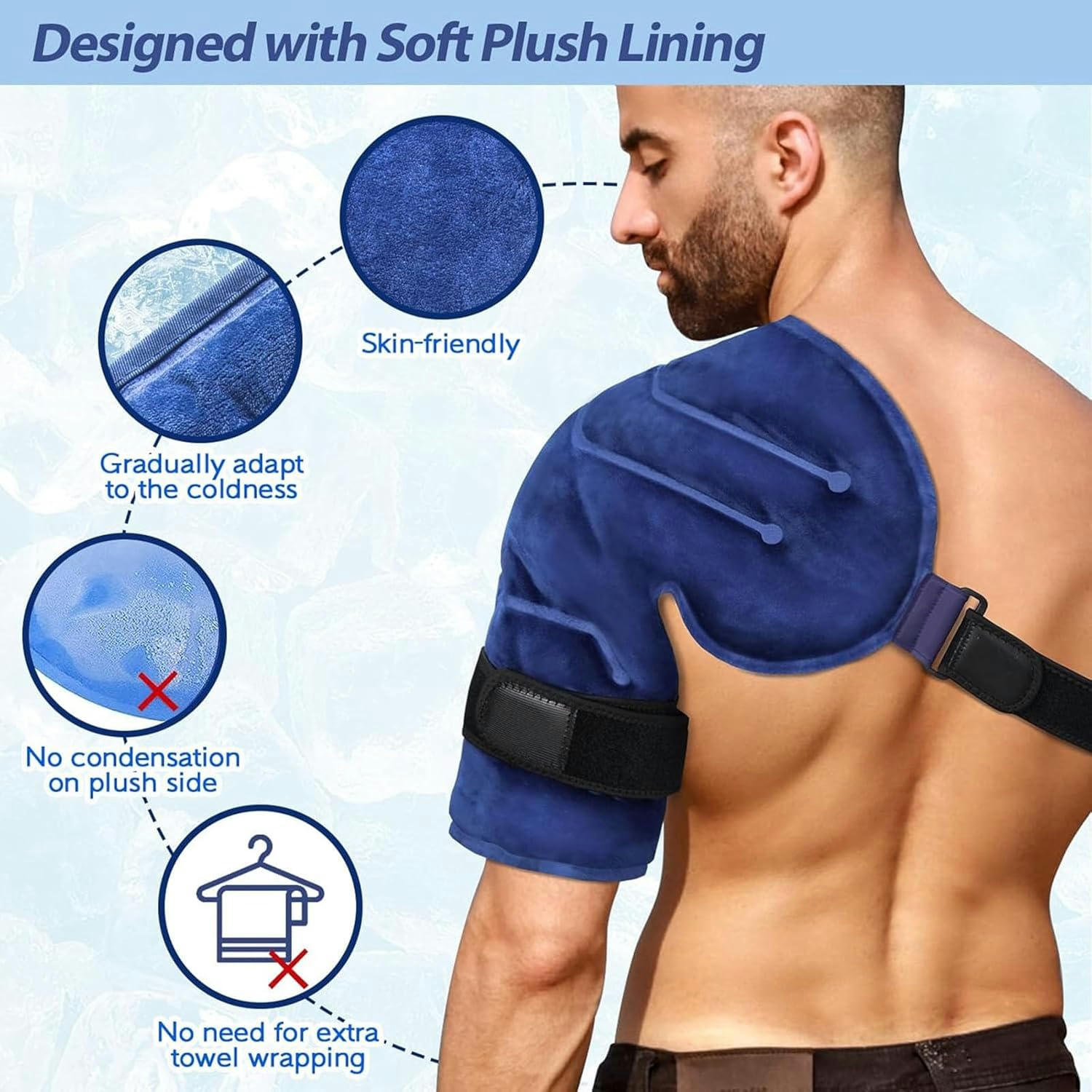 GXCZ Ice Pack Rotator Cuff, Shoulder Ice Pack for Shoulder Rotator Cuff Hot Cold Therapy Shoulder Support Ice Wrap Shoulder Pain Relief Reusable Large Gel Ice Packs for Shoulder Injuries