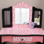 Ktaxon Kids Wooden Vanity Table and Stool Set with 3 Mirrors, Princess Makeup Dressing Table,Childrens Furniture