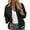 A1-Black451, variant on Womens Stripe Rib Trim Bomber Jacket Solid Black Stand Collar Zip Up Pocket Daily Coat