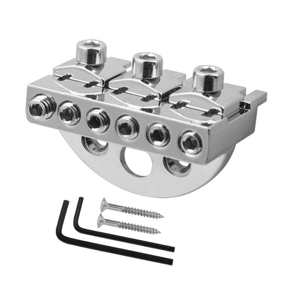 LOOKSEVEN Floyd Rose Style 6-String Guitar Locking Nut, Double Locking Tremolo System Nut for Electric Guitar, Chrome/Black Available with Mounting Screws & Allen Wrenches-chorme