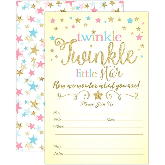 Your Main Event Prints Twinkle Twinkle Little Star Gender Reveal Invitations, 20 Pieces