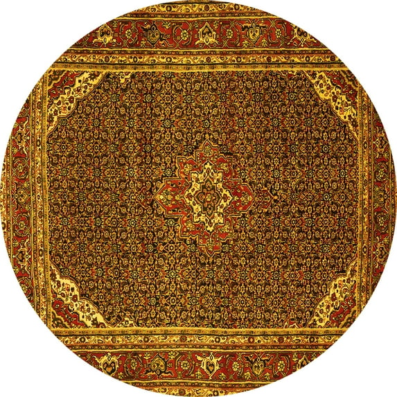 Ahgly Company Indoor Round Persian Yellow Traditional Area Rugs, 3' Round