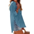 thumbnail image 5 of Cotton Linen Hoodie Zip up Essentials Hoodie Linen Jackets for Women Casual Summer Lightweight Solid Colors Sweatshirt with Pocket Beach Gauze Coverup,Blue,M, 5 of 6