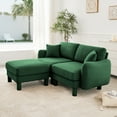 thumbnail image 4 of Newest Boucle Fabric Sectional 2-seater Loveseat Sofa Couch,Distinctive Shell-shaped Armrests,Removable Ottoman,Cylindrical Legs Wrapped,Self-fabric,Green Color, 4 of 17