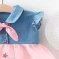 thumbnail image 6 of Rggeeun Toddler Baby Girls 6M-3Y Fly Sleeve Denim Patchwork Star Rainbow Tulle Princess Dress Hat Set Adorable Casual O-Neck Sundress, 6 of 7