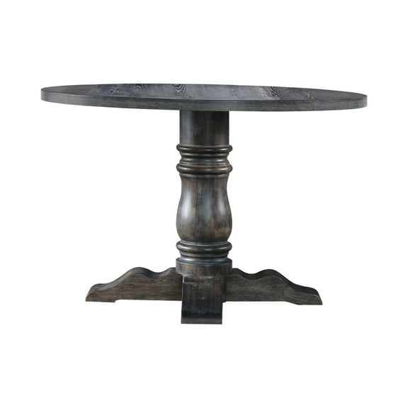 Acme Furniture Leventis Dining Table with Pedestal, Weathered Gray (1Set/2Ctn) 47"W x 47"L x 30"H