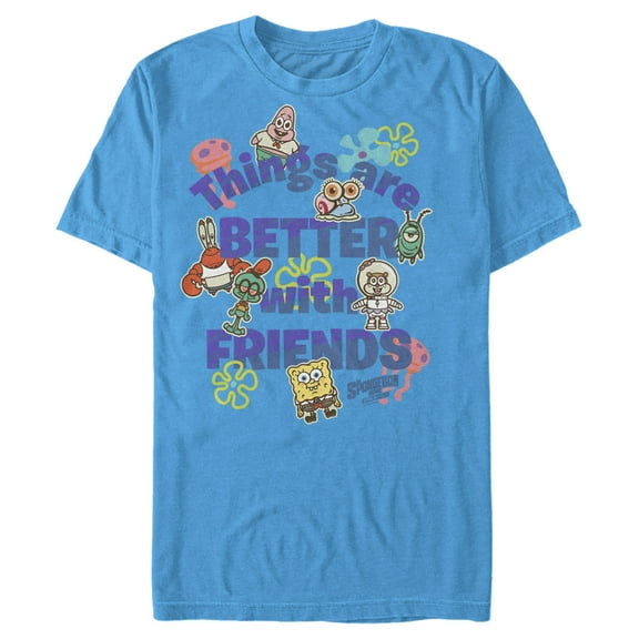 Men's SpongeBob SquarePants Sponge on the Run Things Are Better with Friends  Graphic Tee Turquoise X Large