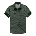 thumbnail image 4 of IROINNID Deals Shirt with Pocket for Men Long Sleeve Turndown Quick-drying With Buttons And s Coat,Olive Green, 4 of 6