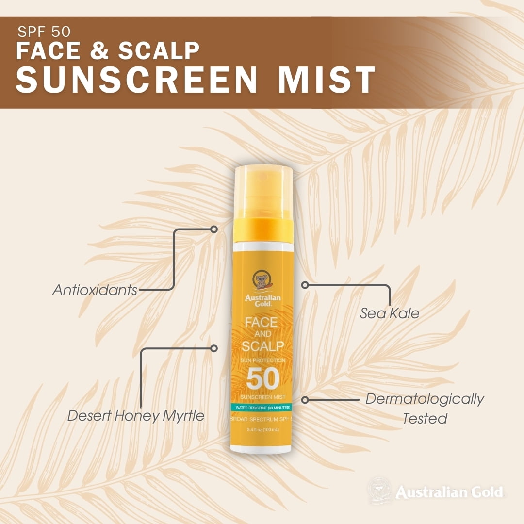 Australian Gold Face and Scalp Mist, SPF 50, 3.4 fl. oz