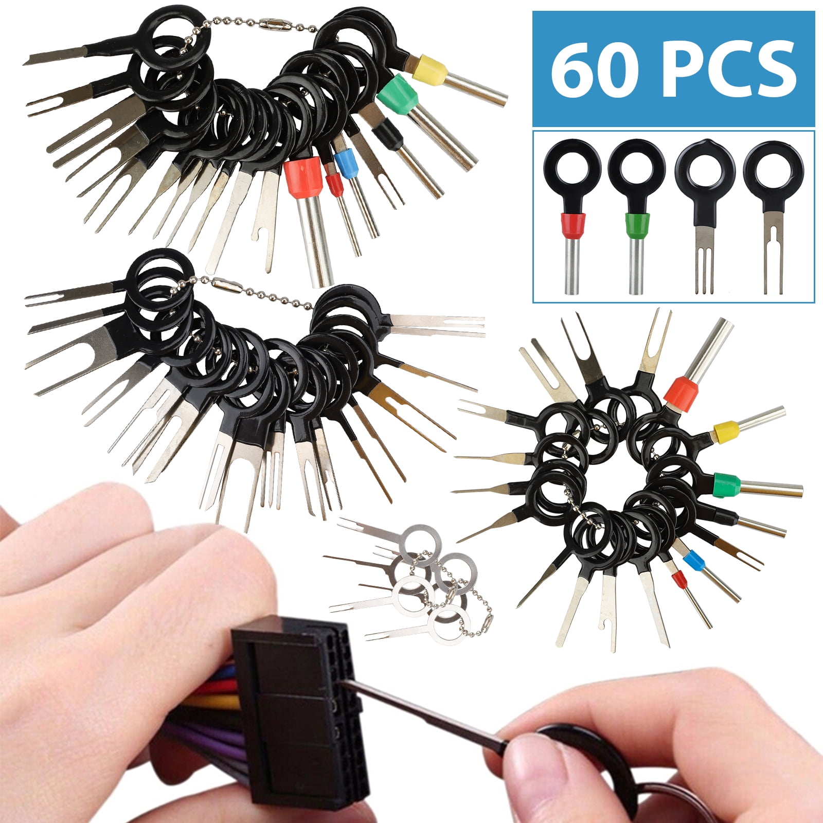 Terminal Removal Tool Kit for Car Connector, EEEkit 60pcs Wire