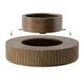 thumbnail image 5 of Gelloan 31.5" Round Fluted Coffee Table, Modern Wood Circle Coffee Table, Veneer Handcrafted Relief Tea Table for Living Room,Brown, 5 of 5