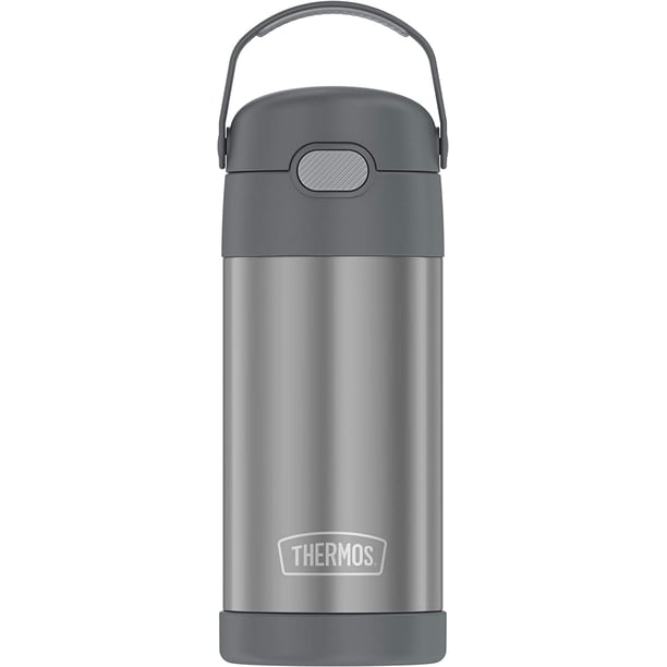 Botella de pajita de acero inoxidable aislada al vacío de 12 onzas THERMOS FUNTAINER para niños gris