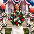thumbnail image 2 of 15.7in Patriotic Red White Blue Garland Decorative Banner For Independence Day Home Front Door Wall Ornaments, 2 of 8