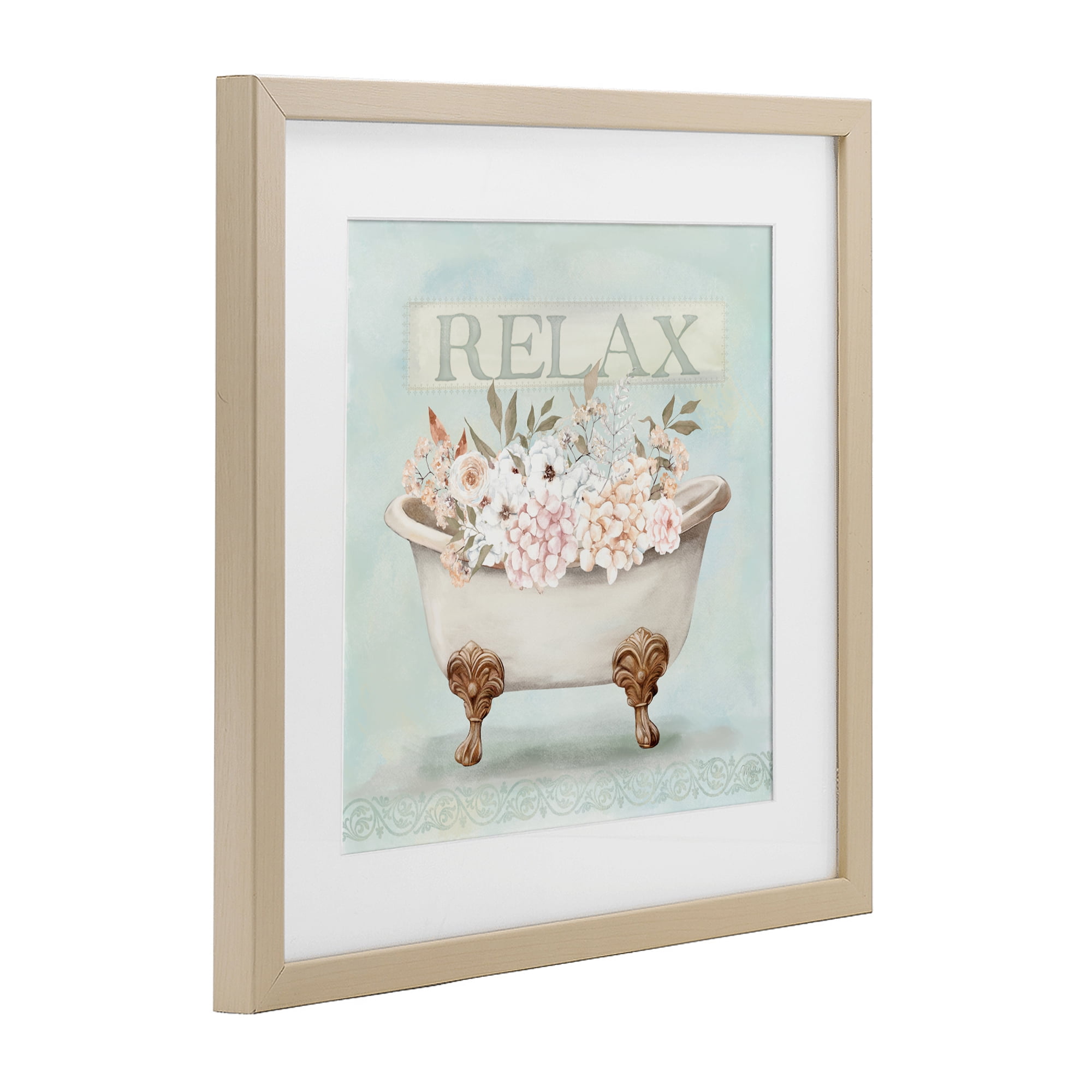 Stupell Industries Relax Floral Tub Birch Framed Print Under Glass, design by Mollie B.