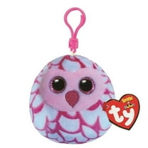 Ty Mini Beanie Squish-A-Boos Plush - PINKY the Pink Owl (3 inch) Key Clip