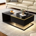 thumbnail image 1 of MODERNLUXE 35.4" Coffee Table with LED Lights, High-Gloss Centre Table Tea Table with Storage for Living Room,Small Space, Black, 1 of 9