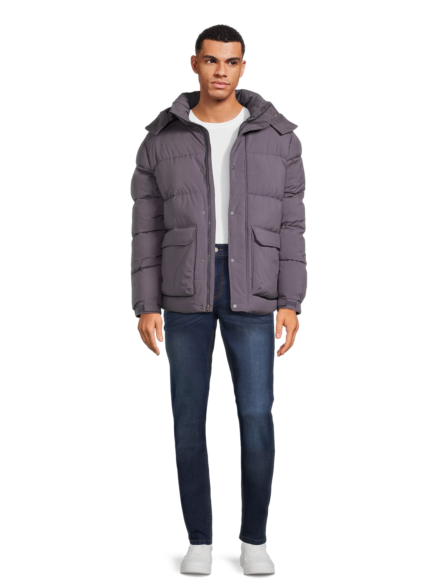 Swiss Tech Men's Quilted Puffer Jacket with Removable Hood, Sizes