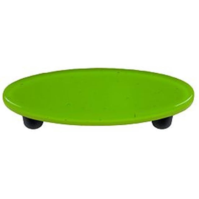 Hot Knobs HK1018-POB Spring Green Oval Glass Cabinet Pull - Black Post