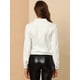 thumbnail image 5 of Chaqueta corta de motociclista con cuello alto Piel sintética asimétrica con cremallera frontal para mujer blanco M, 5 of 6