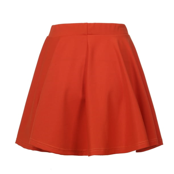 Kcocoo Women s Solid Color Basic Versatile Stretchy Flared Casual Pleats Mini Skirt Polyester Red M Walmart Business Supplies