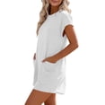 thumbnail image 6 of Women's Summer Oversized Tee Romper, Solid Color Short Sleeve Jumpsuit with Pockets, Loose Fits Short Overalls, 6 of 9